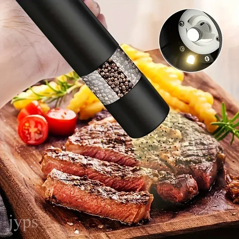Moulin électrique automatique à poivre et à sel avec lumière LED et mouture réglable 6