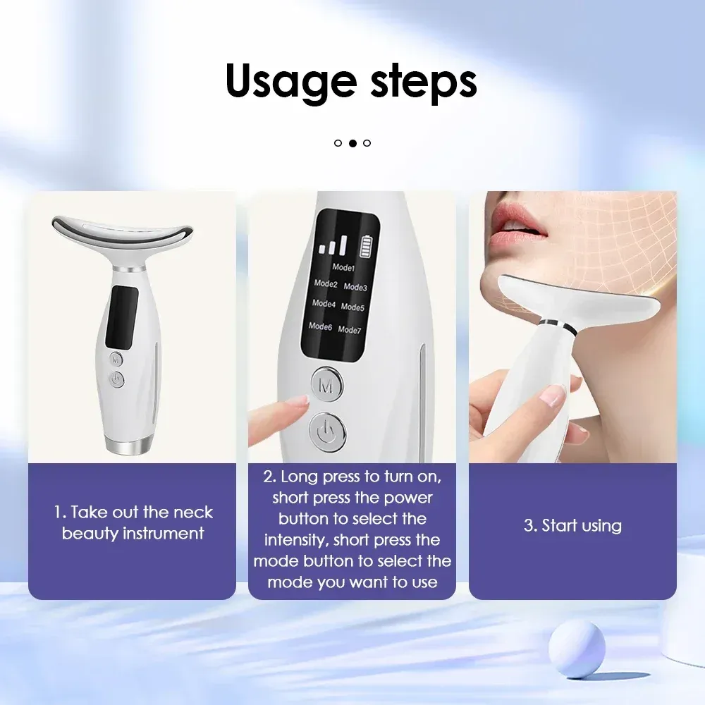 Masseur LED visage et cou, utilisation sur le cou