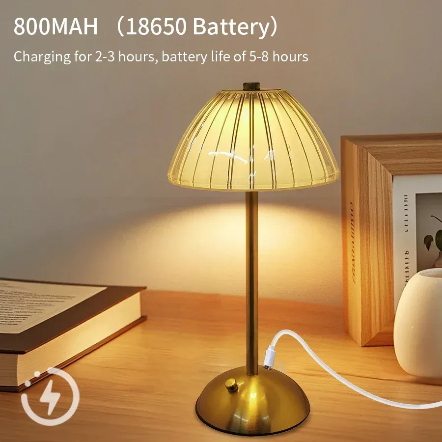 Veilleuse tactile rechargeable à 3 couleurs en cristal artificiel, intensité variable, lampe de table portable pour chambre, salon et restaurant 4