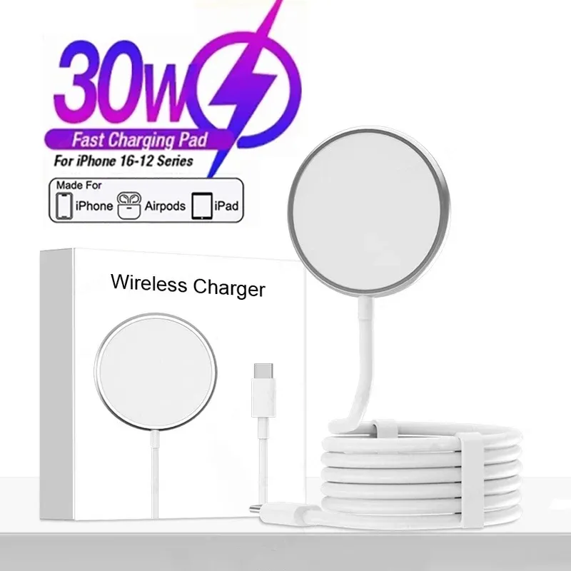 Chargeur sans fil MagSafe d'origine Apple pour iPhone avec charge rapide et câble USB-C vers Lightning
