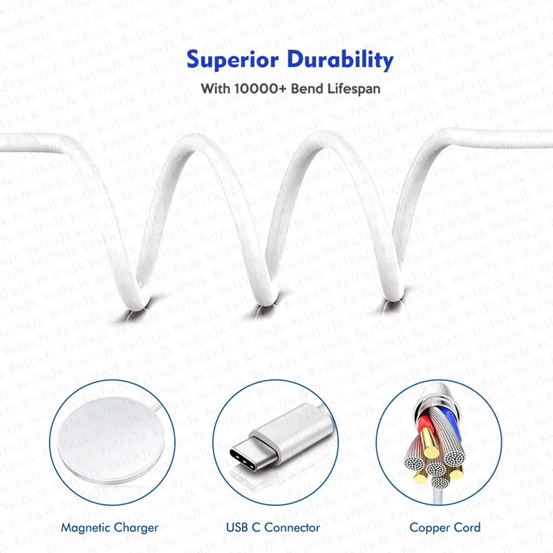 Chargeur sans fil MagSafe d'origine Apple pour iPhone avec charge rapide et câble USB-C vers Lightning 5