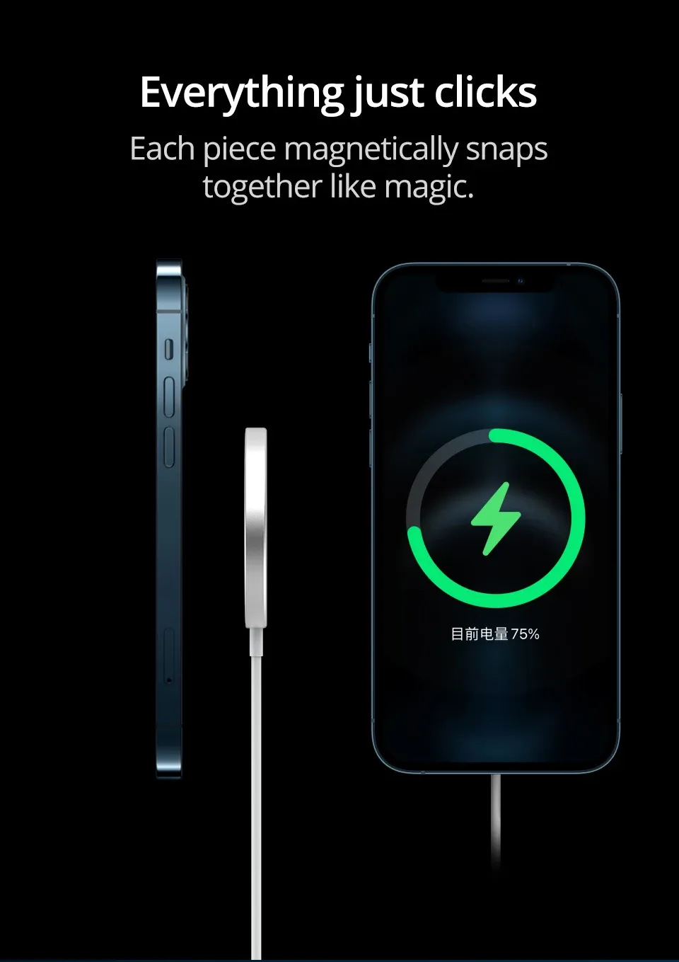 Chargeur sans fil MagSafe, vue rapprochée