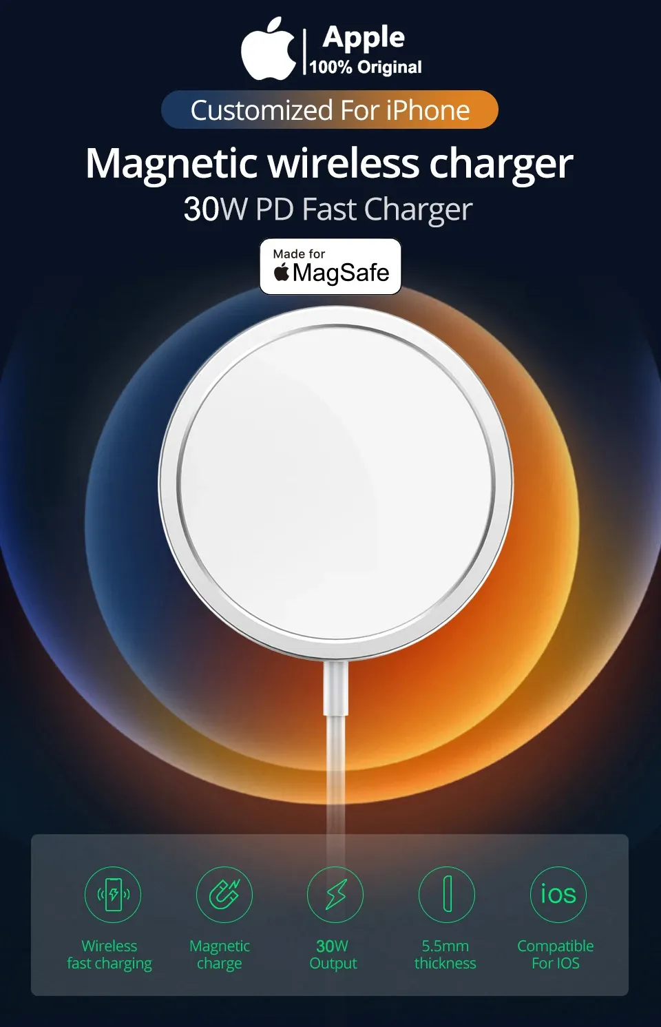 Chargeur sans fil MagSafe pour iPhone