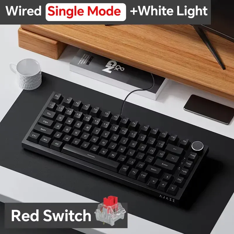 Clavier mécanique sans fil AJAZZ AK820/Pro, Bluetooth 5.1, 2,4 GHz et USB-C filaire, clavier de jeu RGB à montage gasket, à permutation à chaud
