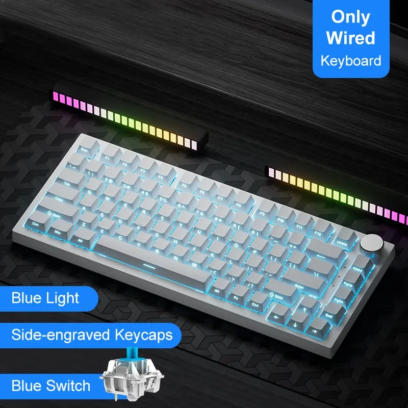 Clavier mécanique sans fil AJAZZ AK820/Pro, Bluetooth 5.1, 2,4 GHz et USB-C filaire, clavier de jeu RGB à montage gasket, à permutation à chaud 19