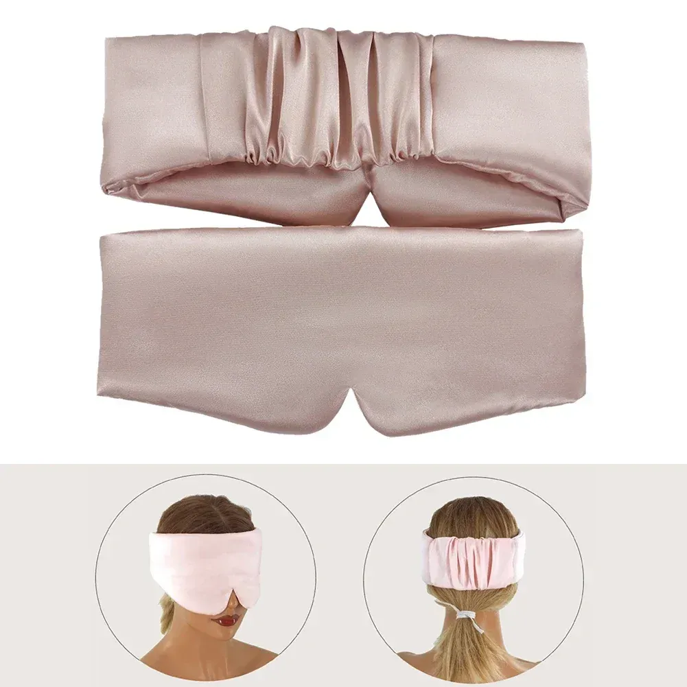 Masque de sommeil en satin de soie pour femmes et hommes, confortable et élargi, couvre-yeux occultant pour une détente optimale