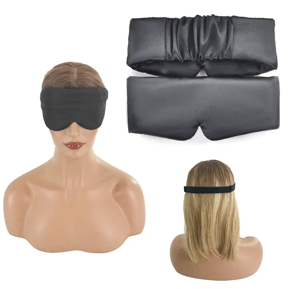 Masque de sommeil en satin de soie pour femmes et hommes, confortable et élargi, couvre-yeux occultant pour une détente optimale 2