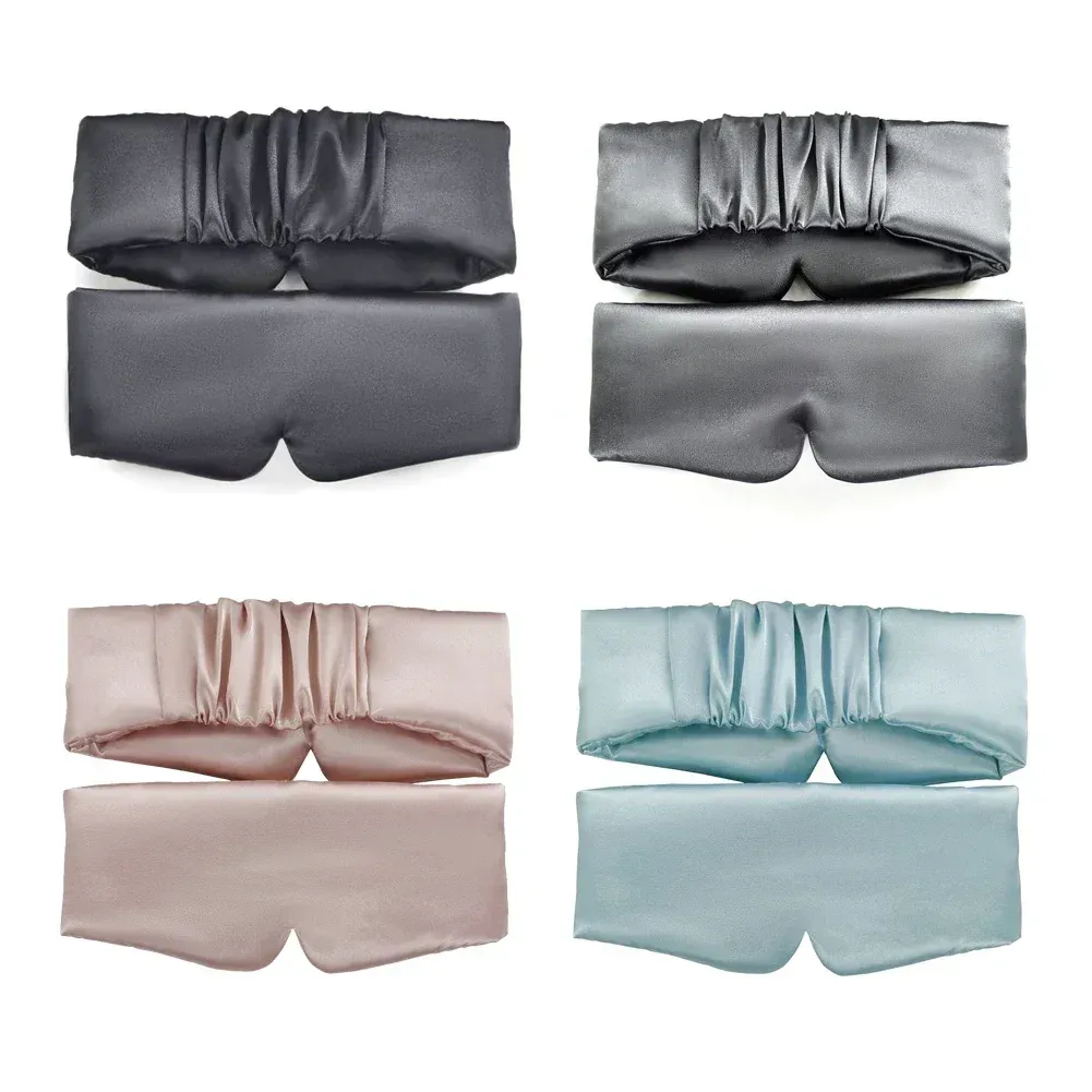 Masque de sommeil en satin de soie pour femmes et hommes, confortable et élargi, couvre-yeux occultant pour une détente optimale 4