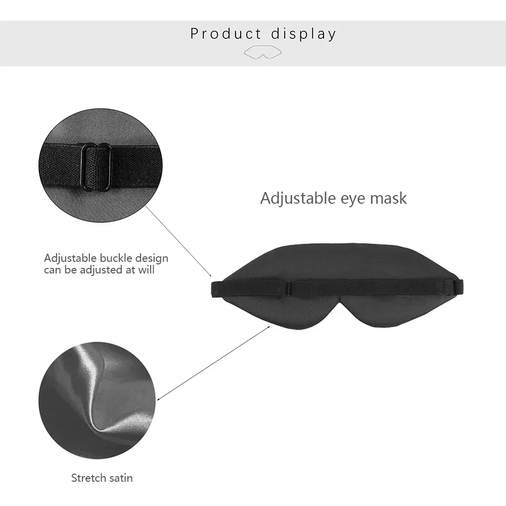 Masque de sommeil en satin de soie pour femmes et hommes, confortable et élargi, couvre-yeux occultant pour une détente optimale 6