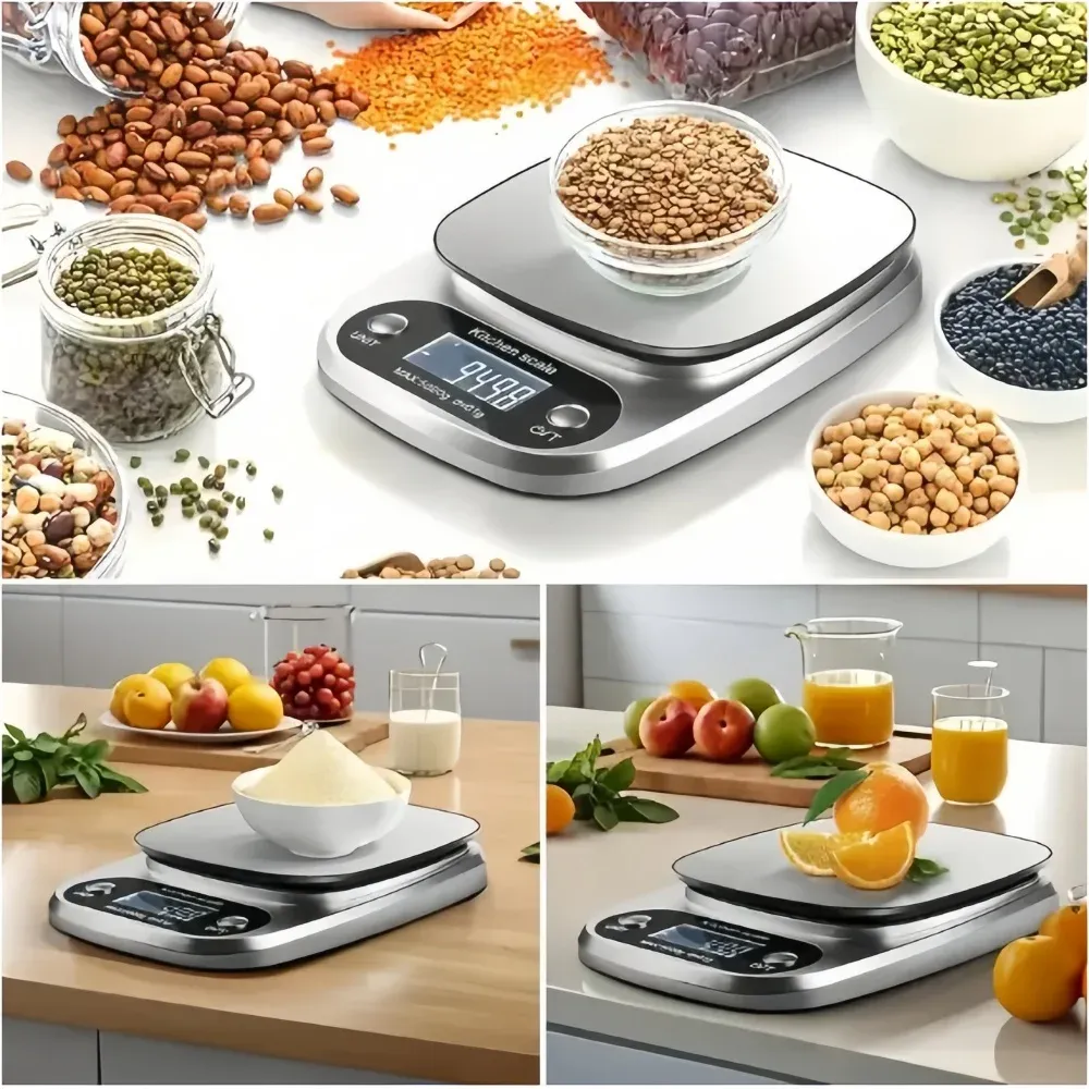 Balance de cuisine numérique 10 kg / 1 g, haute précision, écran LCD, balance électronique portable pour aliments, bijoux, café et pâtisserie 2