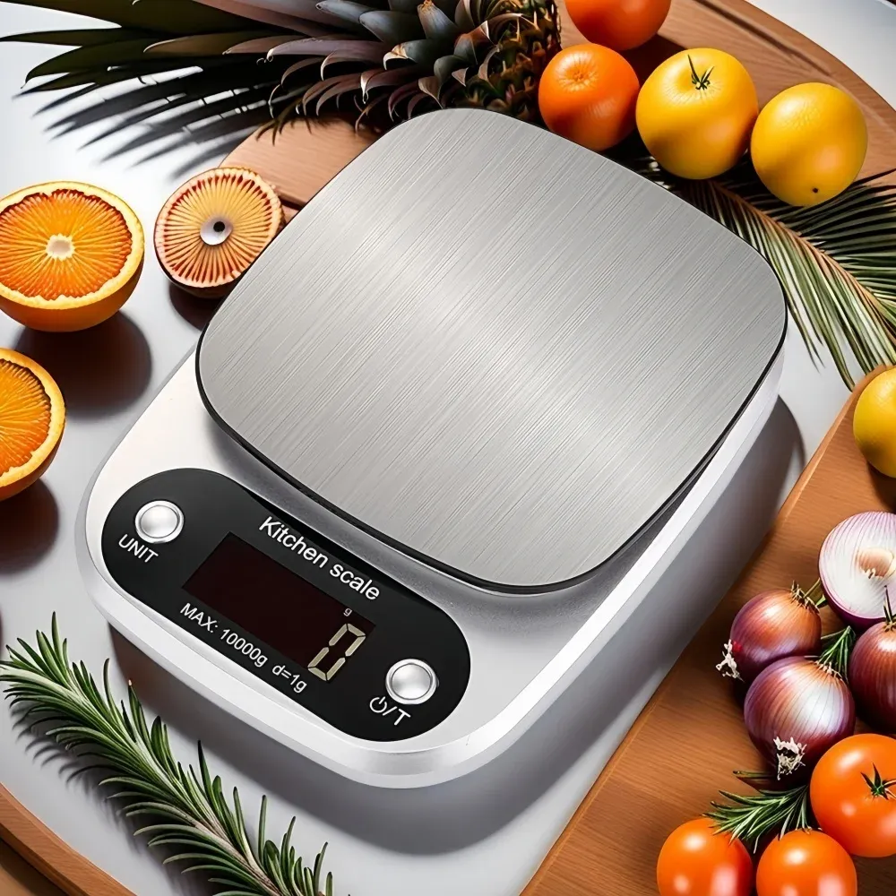 Balance de cuisine avec écran LCD affichant une mesure