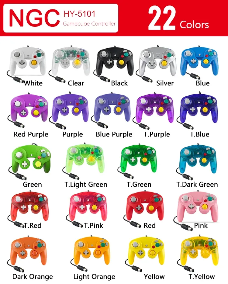 Vue d'ensemble de la manette filaire pour GameCube HY-5101