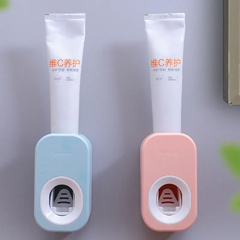 Distributeur automatique de dentifrice, presse-dentifrice, anti-poussière, support mural pour brosse à dents, ensemble d'accessoires de salle de bains 5
