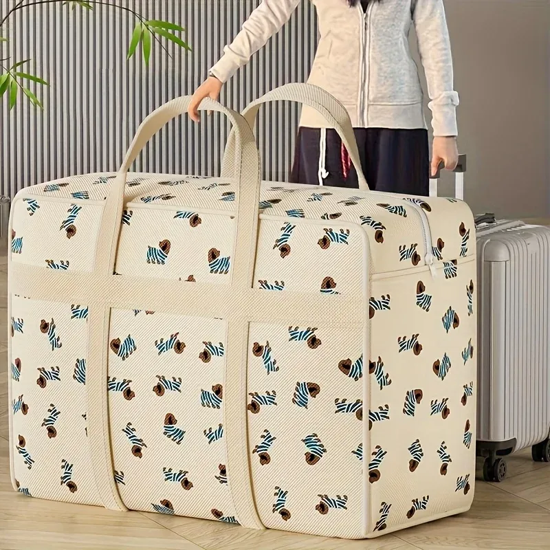 Sac de rangement pliable pour bagages avec motif chiot mignon, 1 pièce, sac de voyage compact à grande capacité en polyester durable - Image 1