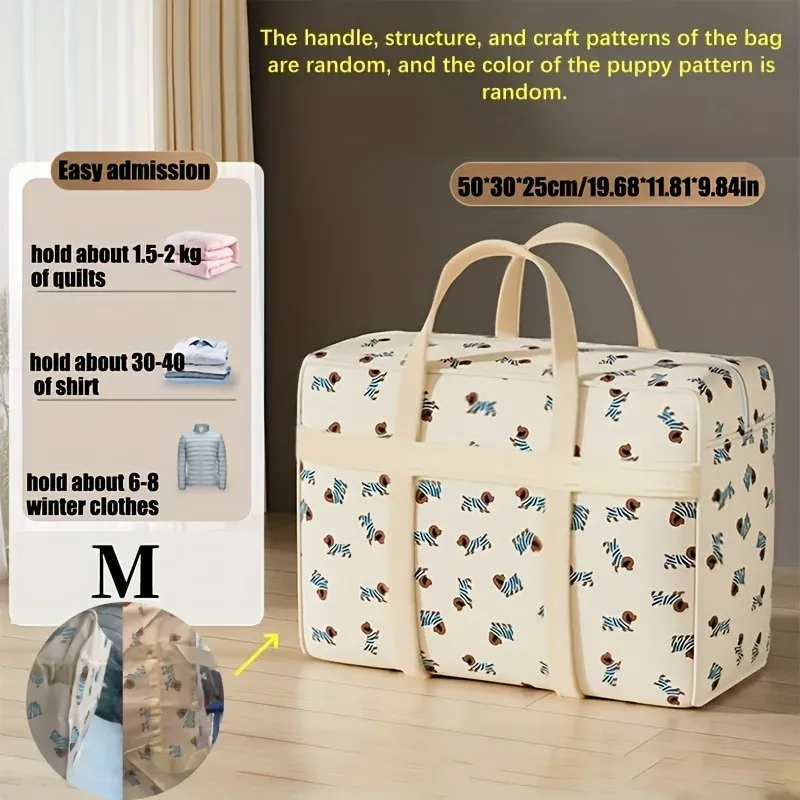 Sac de rangement pliable pour bagages avec motif chiot mignon, 1 pièce, sac de voyage compact à grande capacité en polyester durable 4