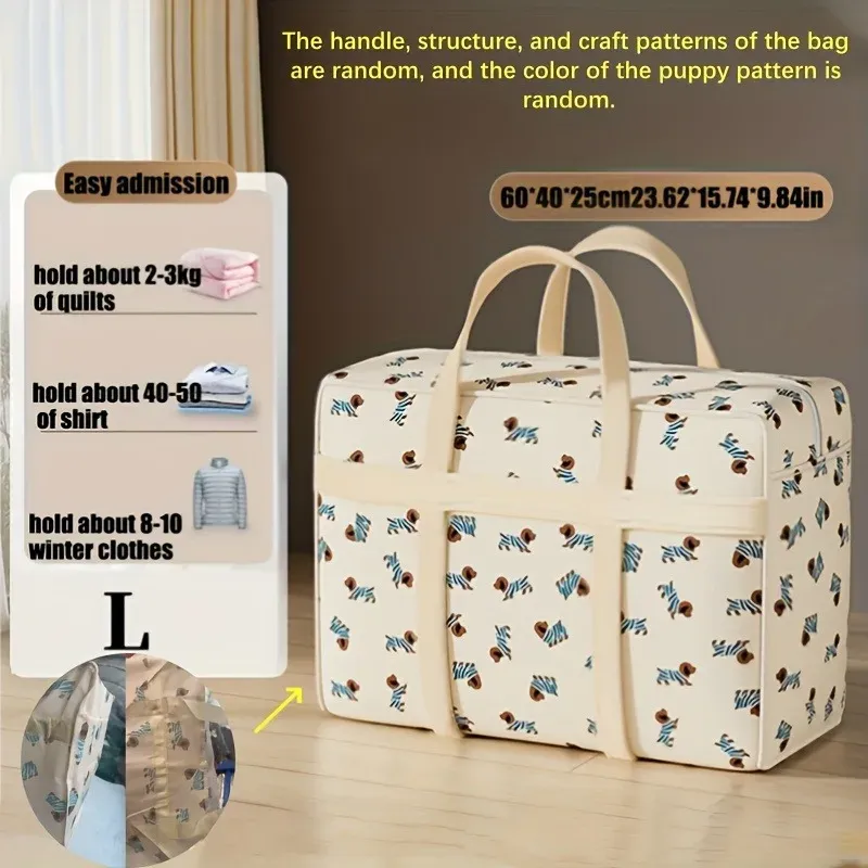 Sac de rangement pliable pour bagages avec motif chiot mignon, 1 pièce, sac de voyage compact à grande capacité en polyester durable 8