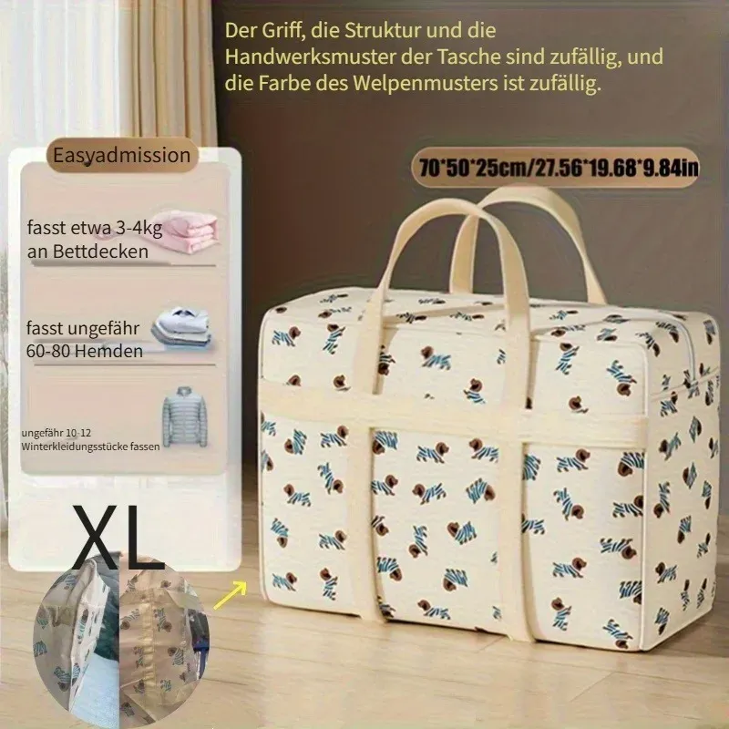 Sac de rangement pliable pour bagages avec motif chiot mignon, 1 pièce, sac de voyage compact à grande capacité en polyester durable 7