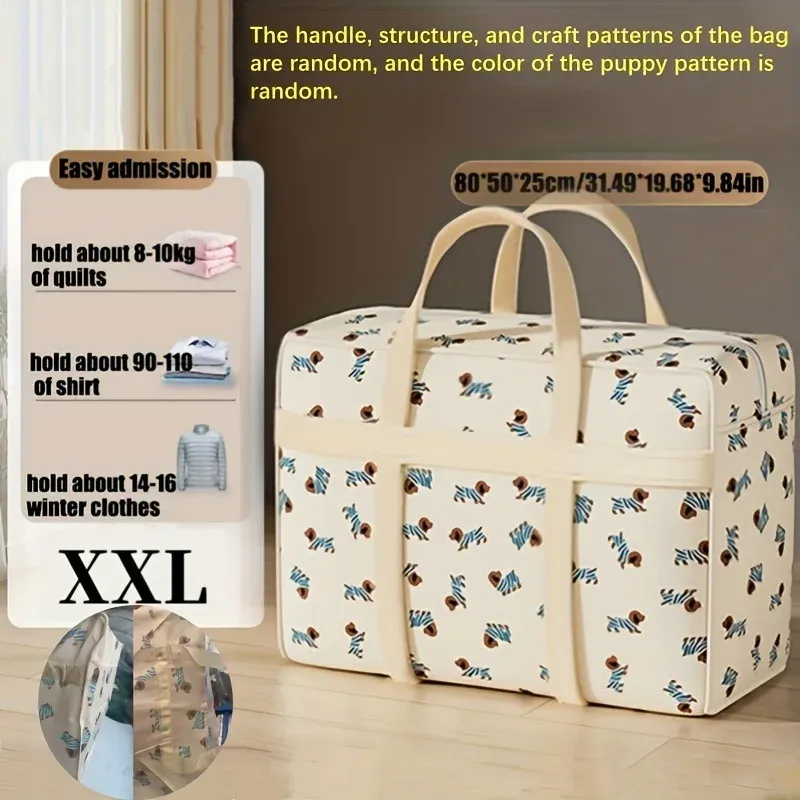 Sac de rangement pliable pour bagages avec motif chiot mignon, 1 pièce, sac de voyage compact à grande capacité en polyester durable 10