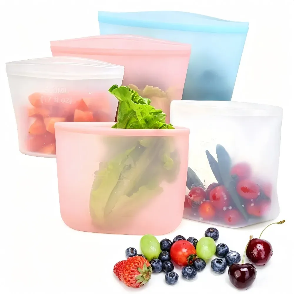 Sacs de conservation en silicone, détail de la fermeture