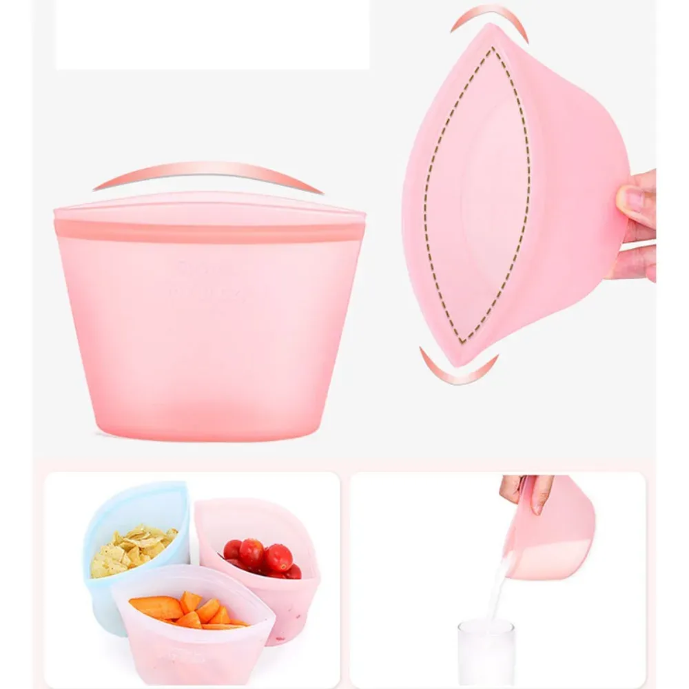 Sacs de conservation en silicone réutilisables, vue de présentation