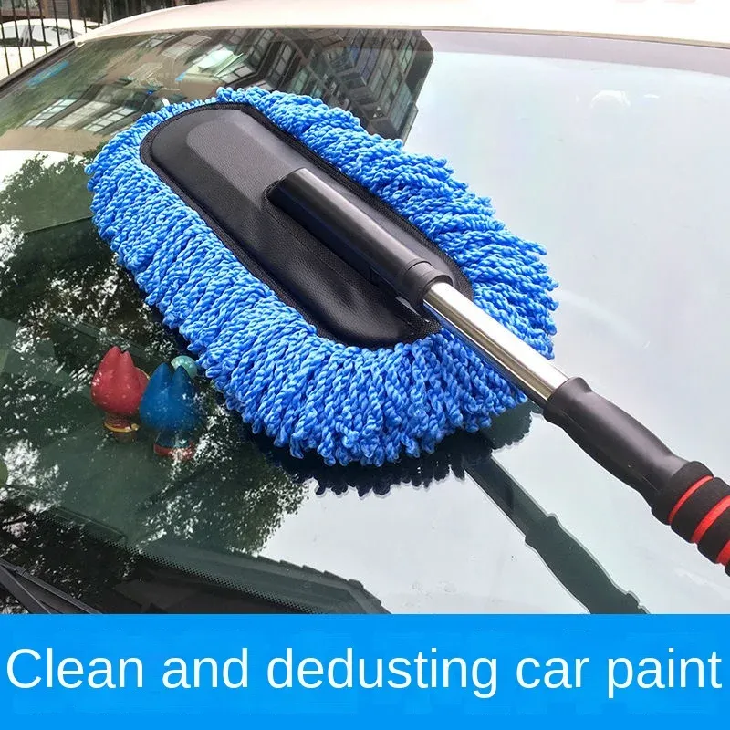 Kit de lavage pour voiture en microfibre comprenant brosse à long manche, gant éponge et plumeau