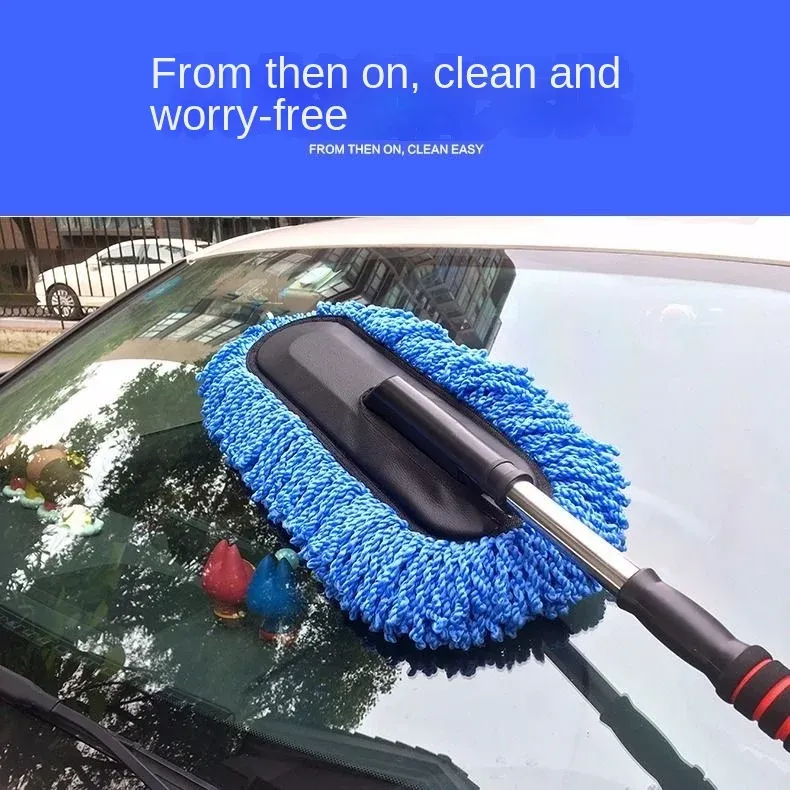 Kit de lavage pour voiture en microfibre comprenant brosse à long manche, gant éponge et plumeau 2
