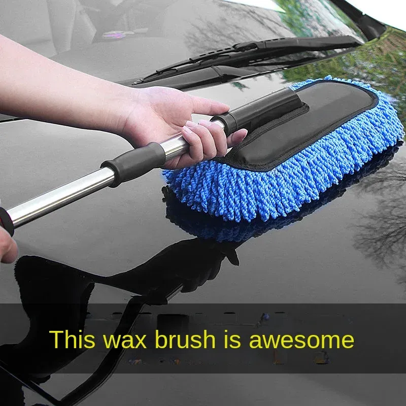 Kit de lavage pour voiture en microfibre comprenant brosse à long manche, gant éponge et plumeau 3