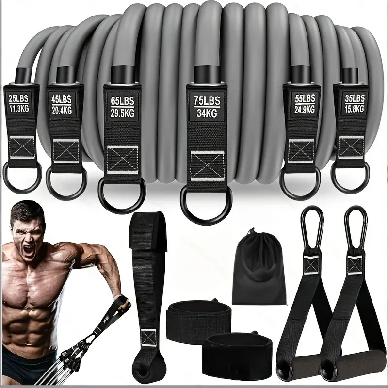 Sangle de résistance avec poignée pour entraînement musculaire et yoga – Naturel 11