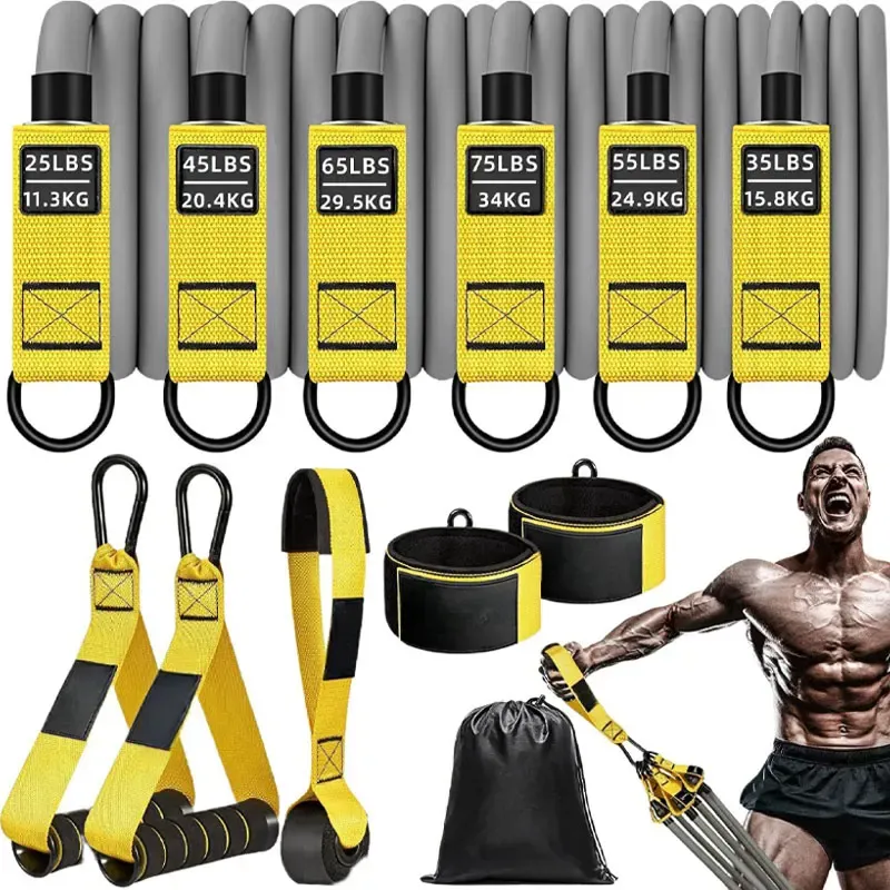 Sangle de résistance avec poignée pour entraînement musculaire et yoga – Naturel 8