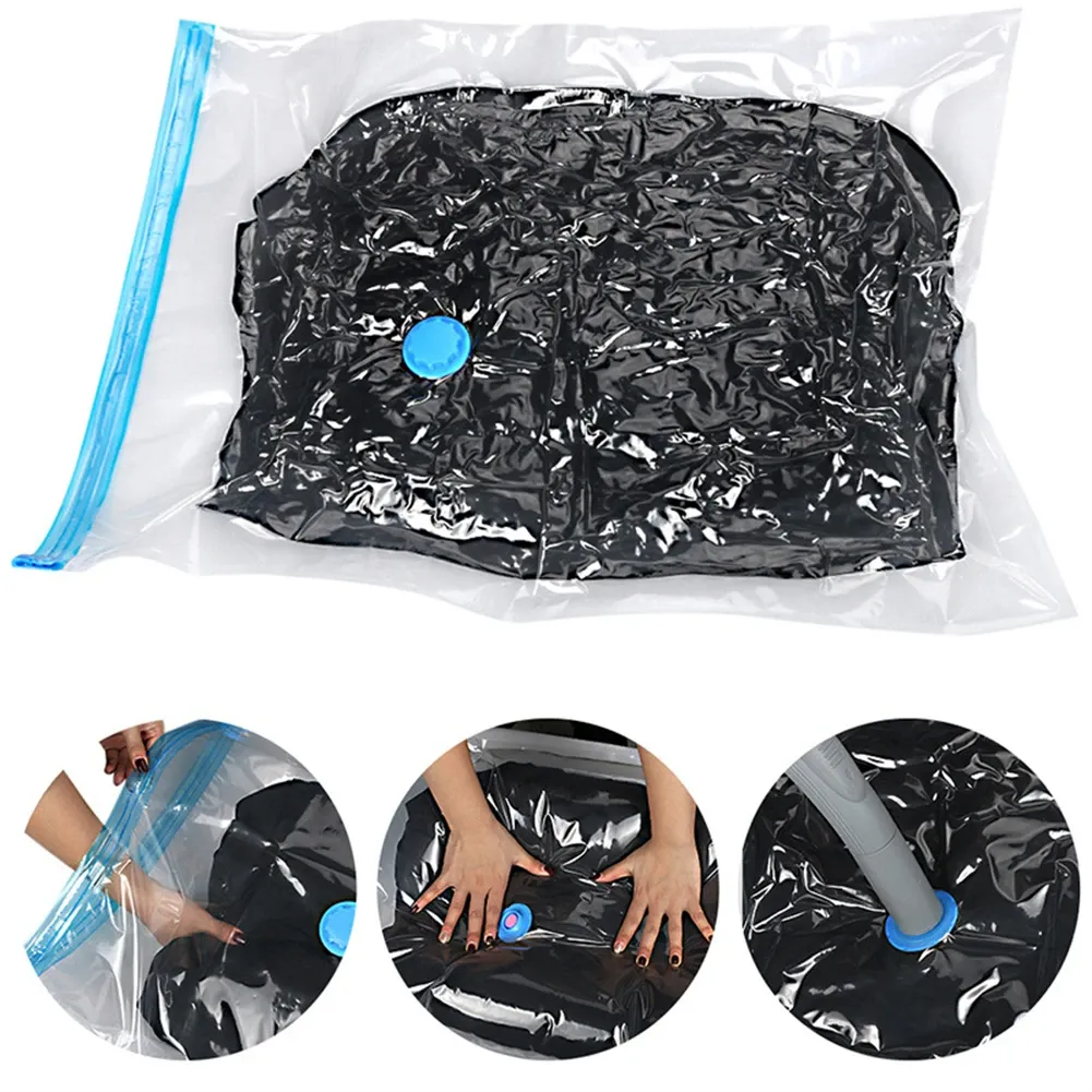 Sacs de rangement sous vide avec valve, transparents et pliables, pour voyage 3