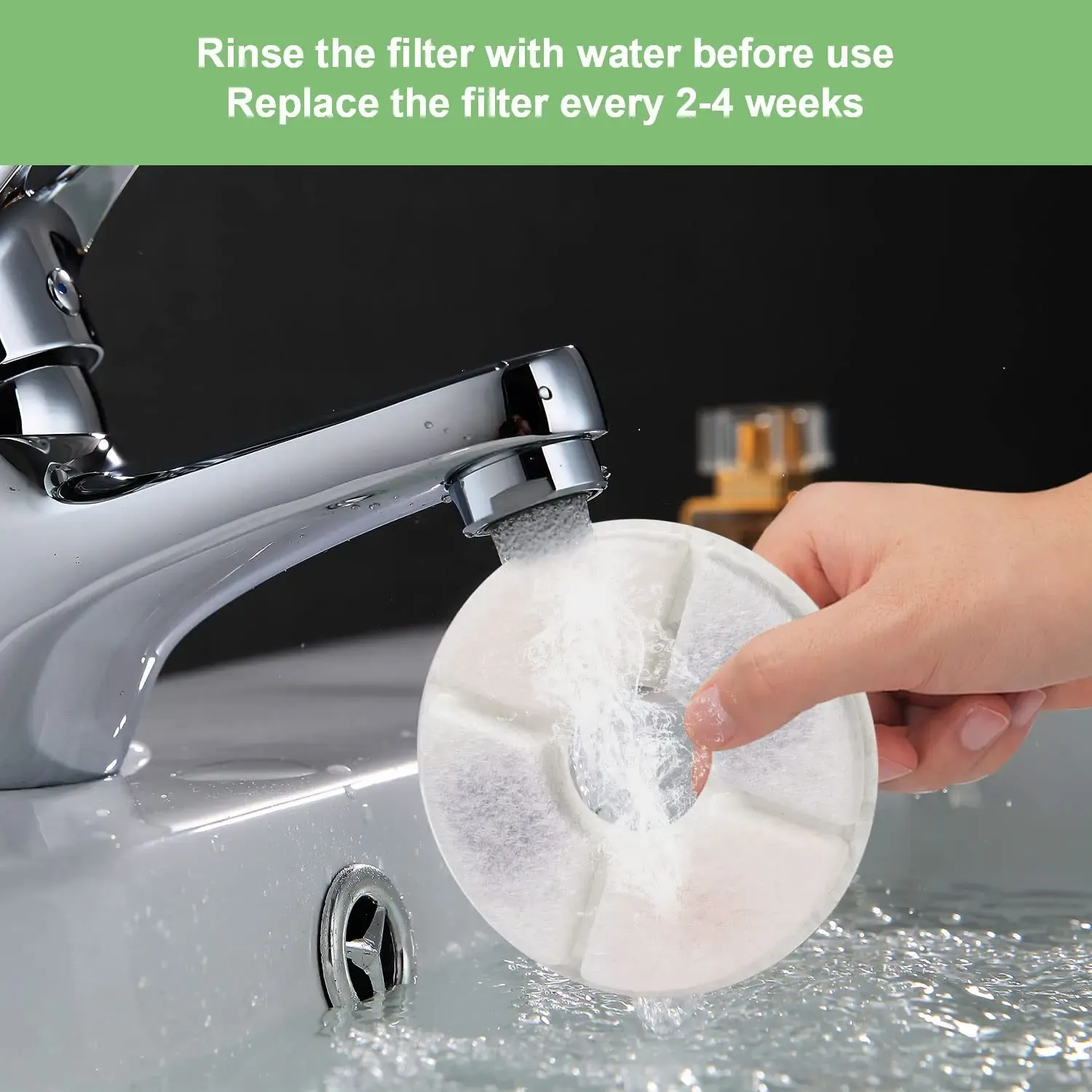 Filtres de remplacement à charbon actif rond pour fontaine d'eau pour chat, lot de 4, 8 ou 12 4
