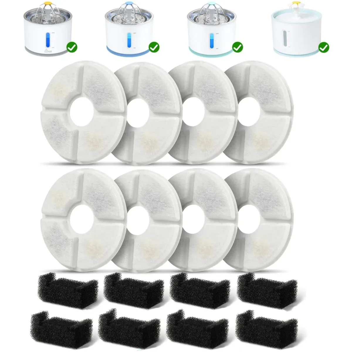 Filtres de remplacement à charbon actif rond pour fontaine d'eau pour chat, lot de 4, 8 ou 12 8