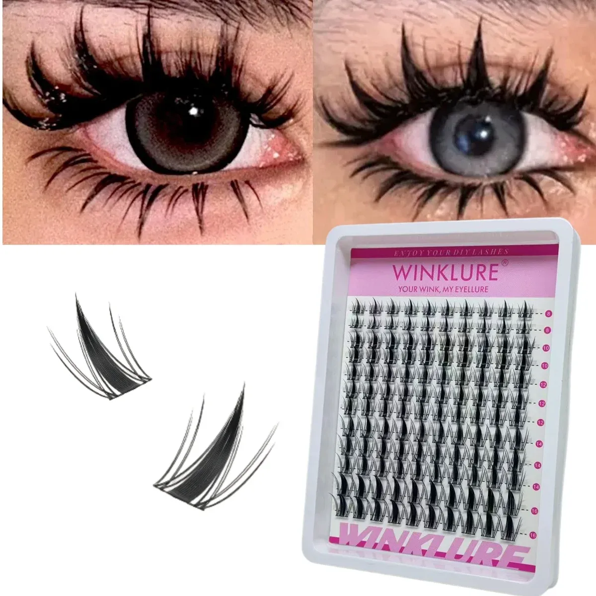 WINKLURE Bouquets de cils Fairy Lash, extensions de cils effet naturel, style manga, effet wispy, courbure D, 120 pièces, 8-16 mm 3