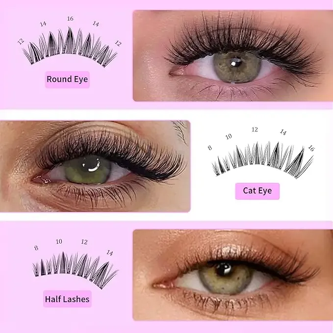 WINKLURE Bouquets de cils Fairy Lash, extensions de cils effet naturel, style manga, effet wispy, courbure D, 120 pièces, 8-16 mm 4