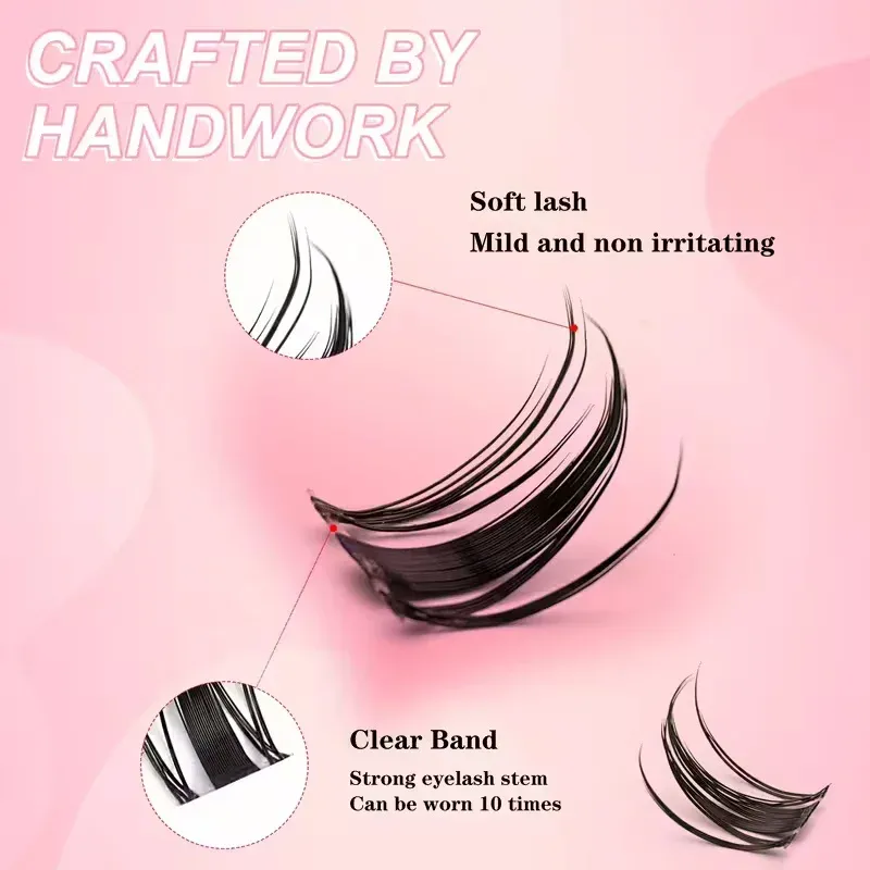 WINKLURE Bouquets de cils Fairy Lash, extensions de cils effet naturel, style manga, effet wispy, courbure D, 120 pièces, 8-16 mm 5