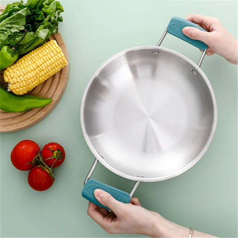 Paire de couvre-poignées en silicone anti-brûlure et antidérapants pour casseroles et poêles 2
