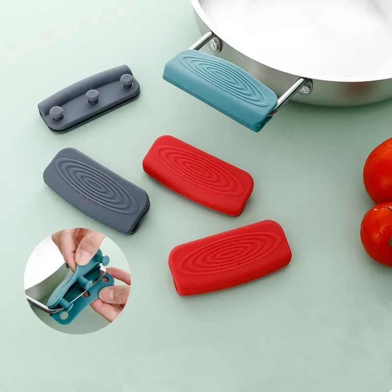 Paire de couvre-poignées en silicone anti-brûlure et antidérapants pour casseroles et poêles 3