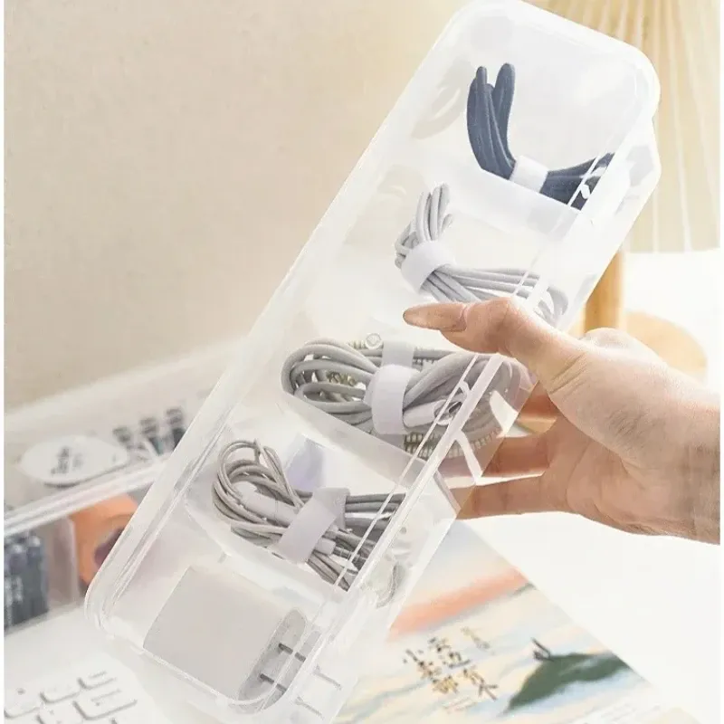 Organisateur de câbles transparent avec couvercle anti-poussière pour bureau et maison 6