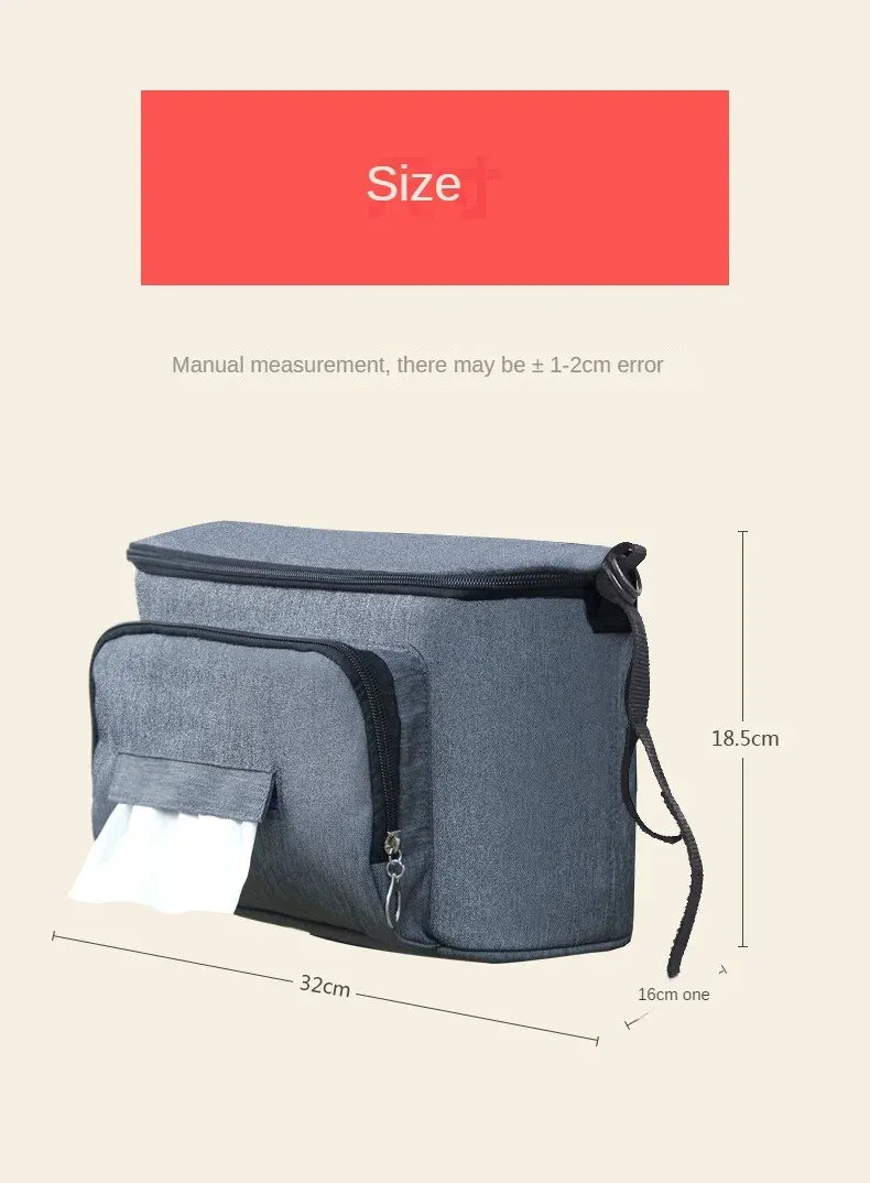 Vue détaillée du sac de rangement pour poussette
