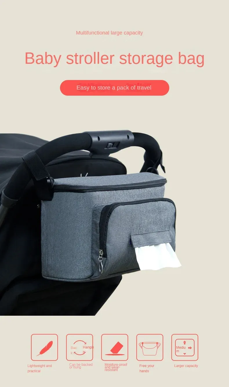 Sac de rangement pour poussette en situation d'utilisation