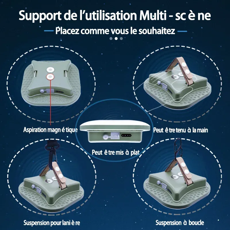 Lampe de camping rechargeable en situation