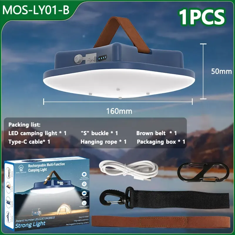 Lampe de camping rechargeable MOSLIGHTING avec aimant, zoom et lumière puissante, lampe de poche portable, éclairage LED USB pour tente et lampe de travail pour chariot d'entretien 10