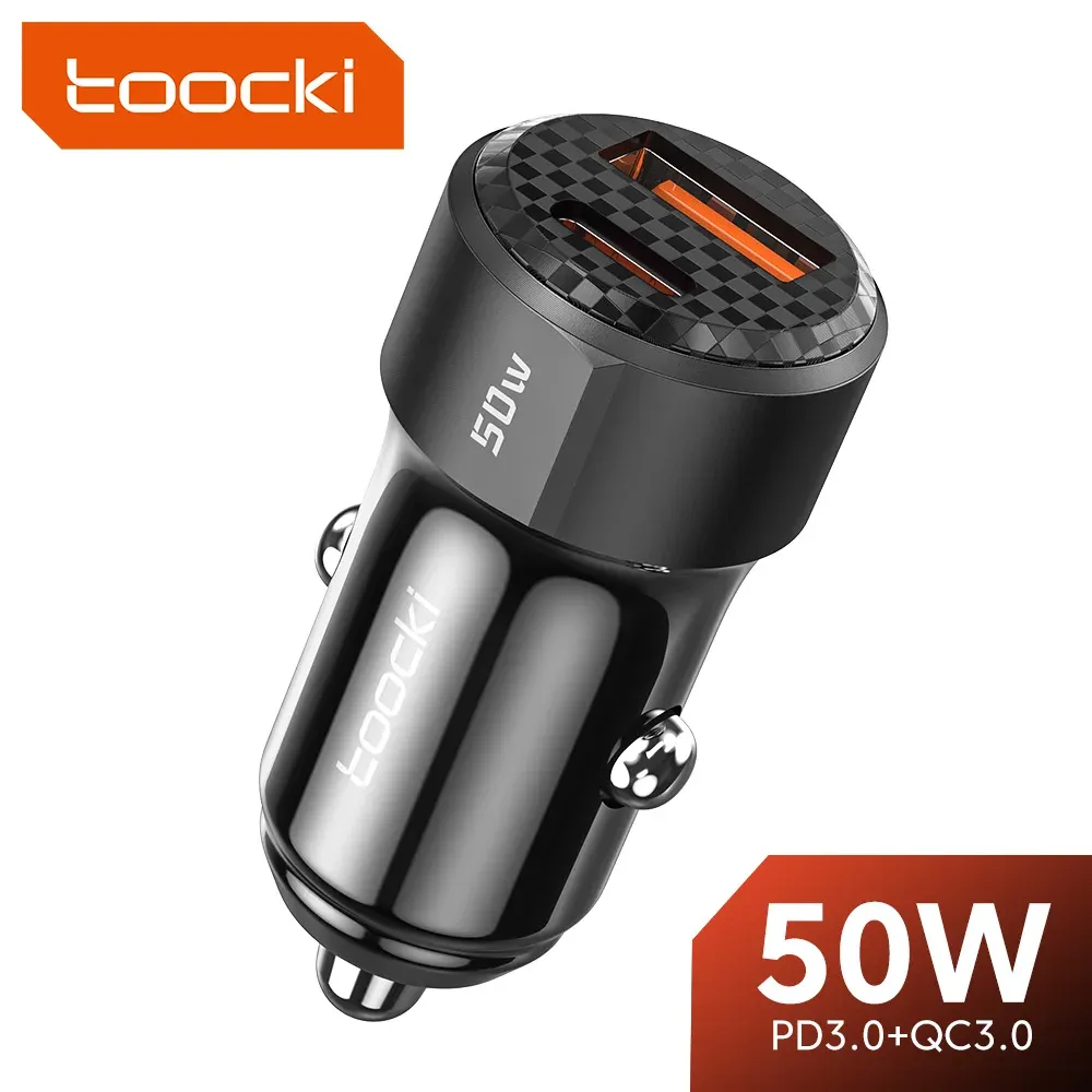 Chargeur de voiture USB Type-C Toocki, charge rapide 50 W compatible iPhone 12/13/14, Huawei, Samsung et Xiaomi POCO, avec Power Delivery 4.0 et Quick Charge 3.0