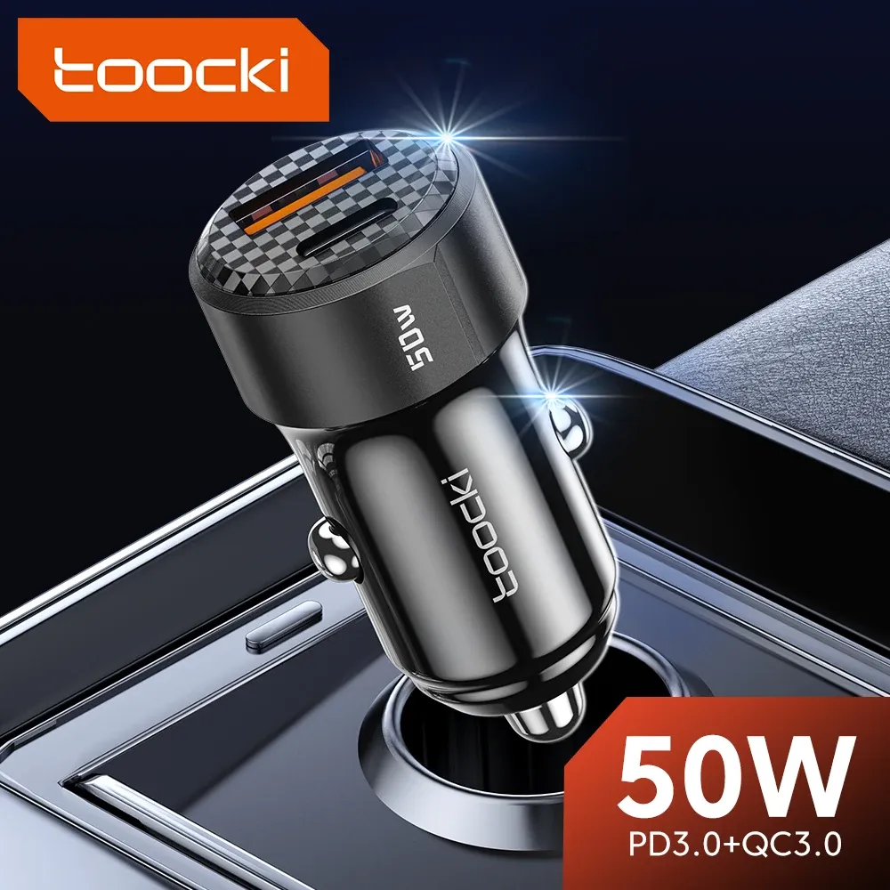 Chargeur de voiture USB Type-C Toocki, charge rapide 50 W compatible iPhone 12/13/14, Huawei, Samsung et Xiaomi POCO, avec Power Delivery 4.0 et Quick Charge 3.0 5