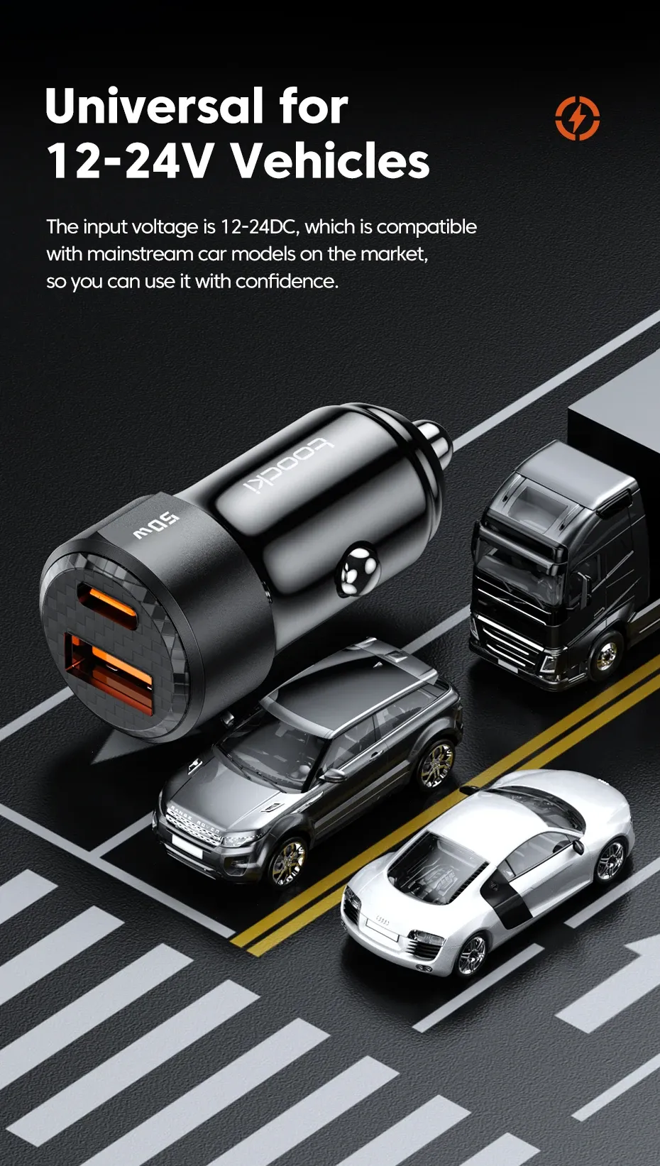 Chargeur de voiture universel pour véhicules