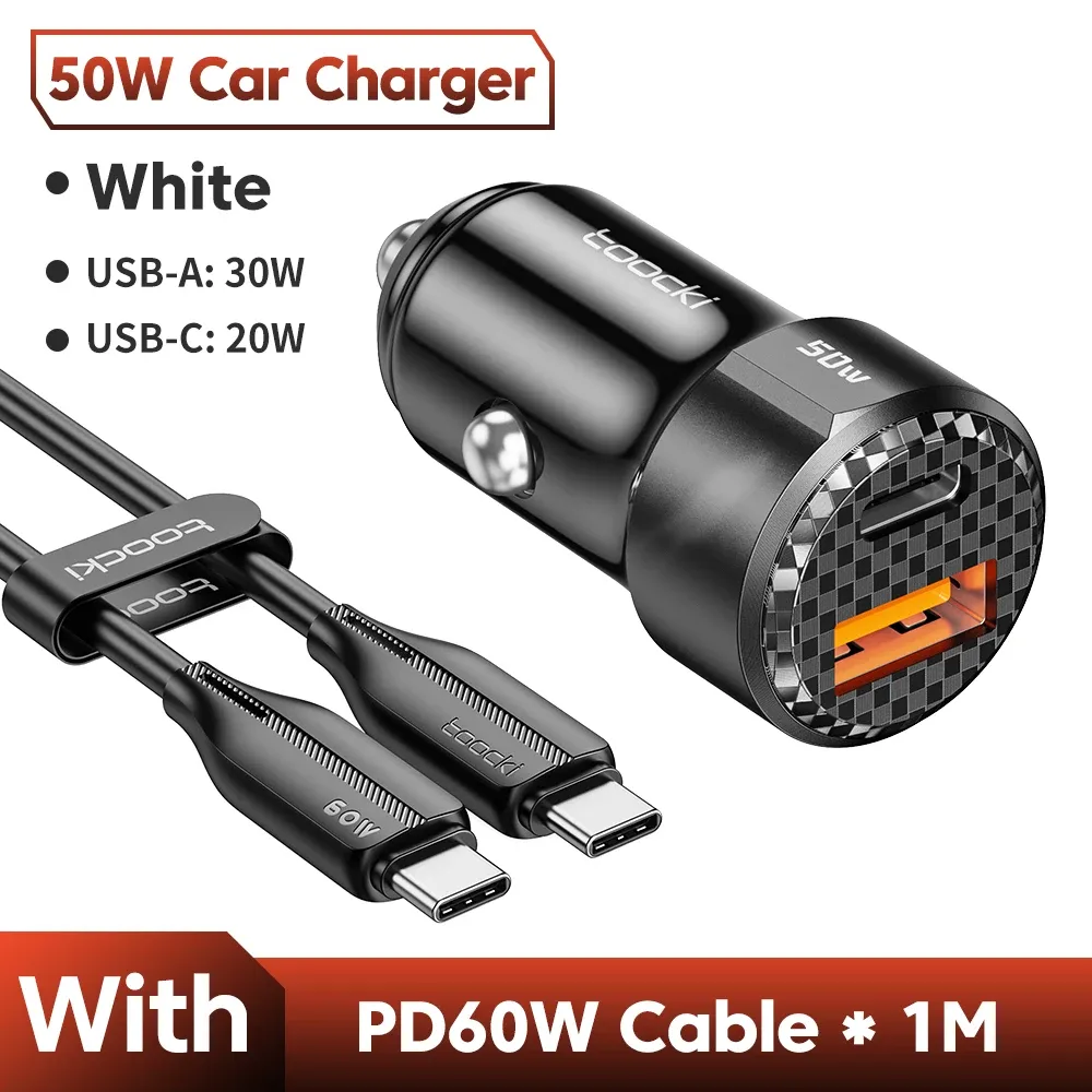 Chargeur de voiture USB Type-C Toocki, charge rapide 50 W compatible iPhone 12/13/14, Huawei, Samsung et Xiaomi POCO, avec Power Delivery 4.0 et Quick Charge 3.0 11