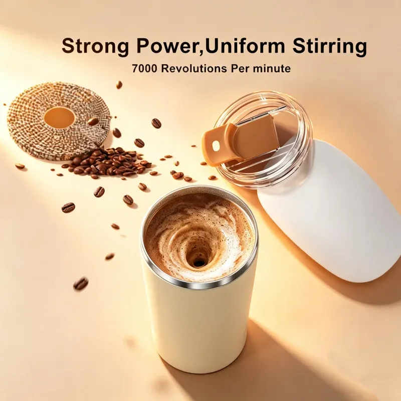 Tasse à mélanger électrique automatique 400 ml, rechargeable par USB, étanche, pour lait et café 2