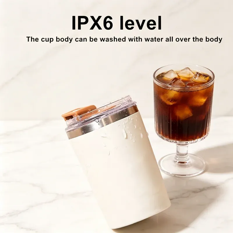 Tasse à mélanger électrique automatique 400 ml, rechargeable par USB, étanche, pour lait et café 4