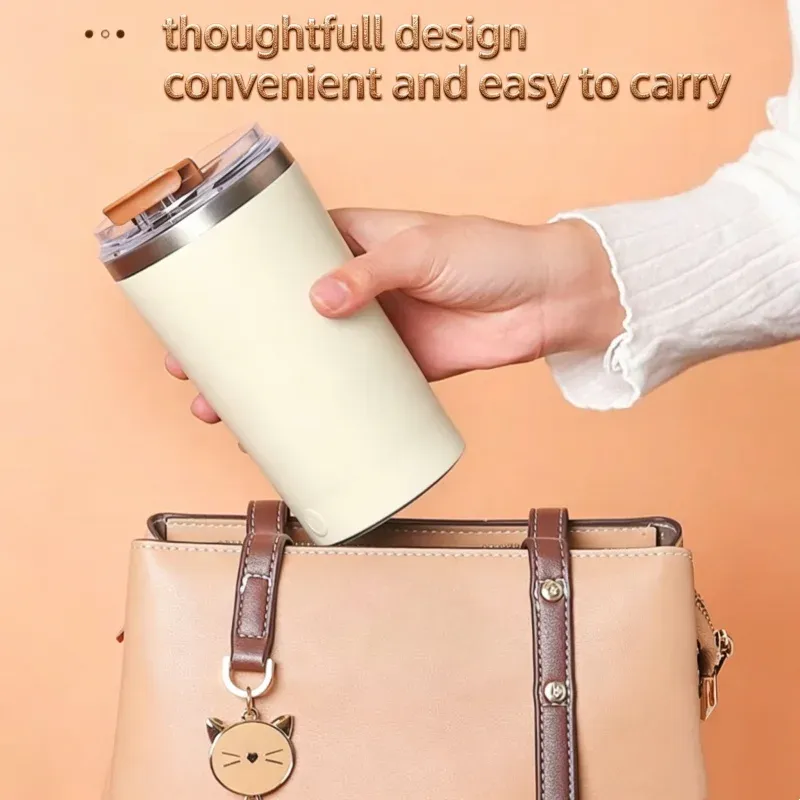 Tasse à mélanger électrique automatique 400 ml, rechargeable par USB, étanche, pour lait et café 6