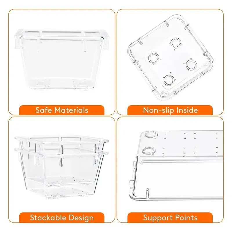 MELEvaluSet – Plateaux en plastique transparent, plateaux polyvalents, supports de synchronisation dans 4 tailles, pour un maquillage parfait et un rangement de cuisine, lot de 10 pièces 3